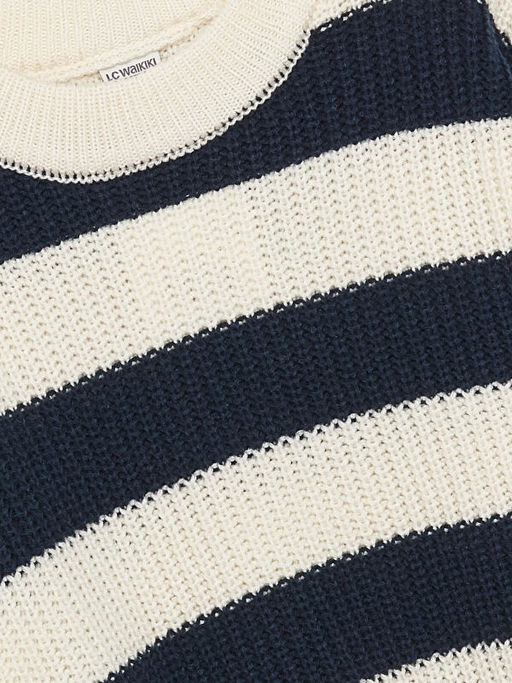 Bisiklet Yaka ?izgili Uzun Kollu K?z ?ocuk Triko Kazak - Waikiki фото 2