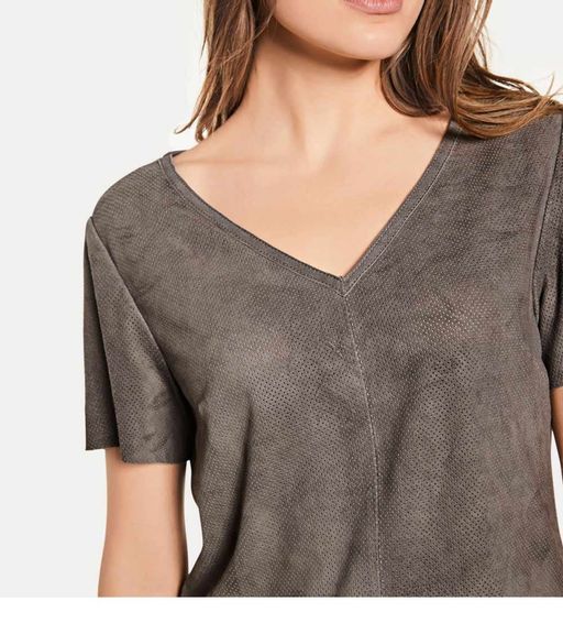 Блузка кожаная, темно-серая - No name фото 5