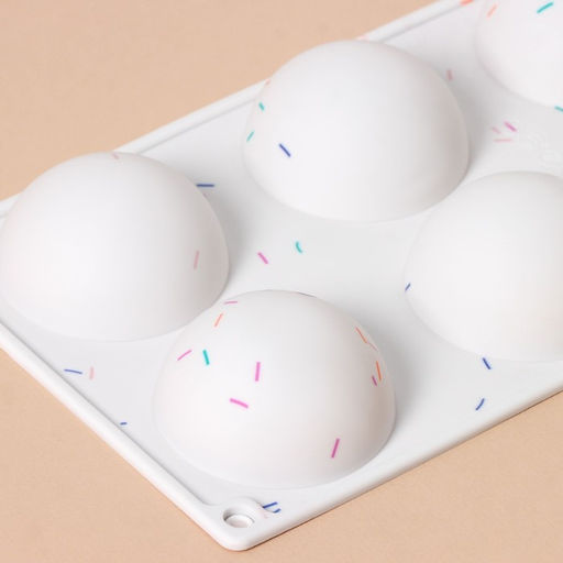 Форма для выпечки KONFINETTA «Фигуры. Полусфера», силикон, 27.8×16.3×3.4 см, 6 ячеек (d=6.7 см), белая