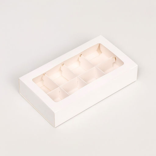 Цена за 5 шт. Коробка складная под 8 конфет, 18 х 10 х 3,5 см, белая - Simaland фото 3