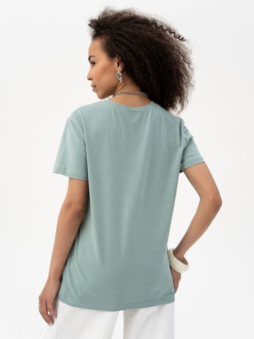 Футболка хлопок 95%, лайкра 5%,фисташковая - Binita фото 6