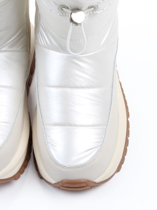 02-WA010-3M LT. BEIGE Сапоги "Дутики" зимние женские (натуральная кожа, курточная ткань, 100% шерсть)