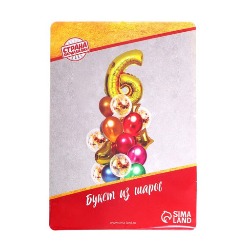 Воздушные шары, букет «День рождения – 6 лет», цифра, набор 21 шт.