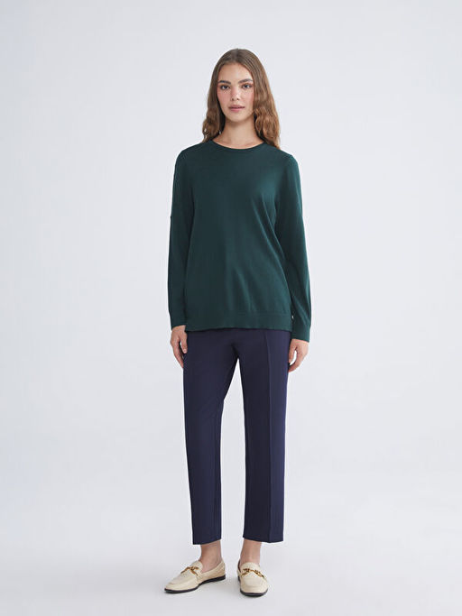 Bisiklet Yaka Kendinden Desenli Kad?n Triko Kazak