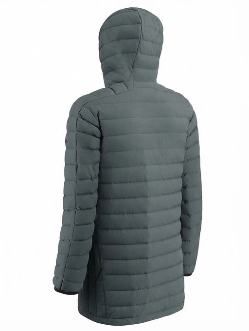 Куртка мужская удлинённая стёганая с капюшоном и графеновой подкладкой утеплитель тинсулейт