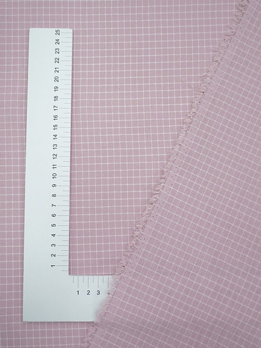 Пестрядь Средняя клетка на св.розово-сиреневом, ш.1.4м, хлопок-95%, п/э-5%, 140гр/м.кв - Купава фото 4