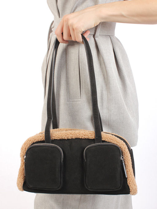 LACCOMA сумка P5659-2-черный эко кожа, искуственный мех полиэстер  фото 7