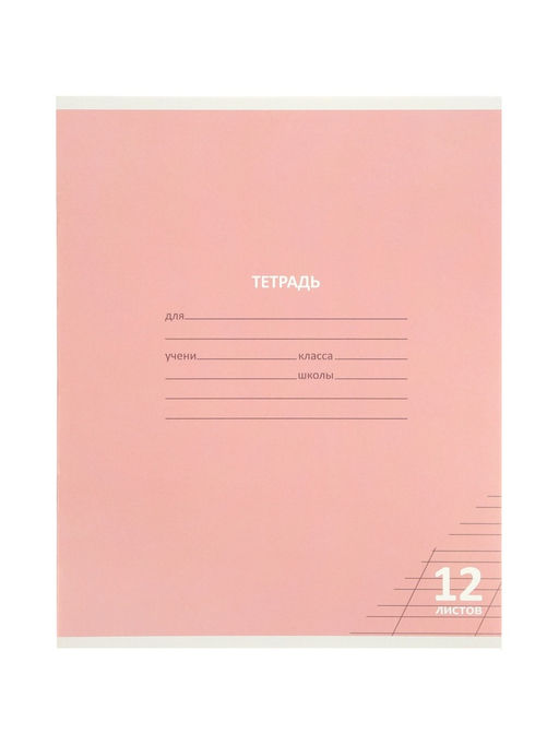 Цена за 100 шт. Тетрадь 12л кос лин КПК "Пастель", обл мел карт, блок №2, 5В МИКС
