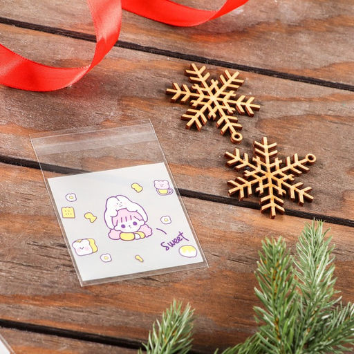 Цена за 100 шт. Пакет БОПП с липкой лентой, «Корейский стиль», 7×7+3 см МИКС