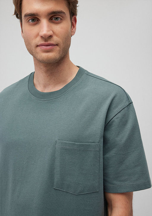 Cep Detayl? Yesil Basic Tisort - Mavi фото 5