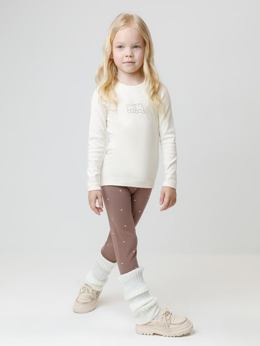 КР 302267/молочный 1005 к662 лонгслив (футболка дл.рукав) для дев - Crockid фото 3