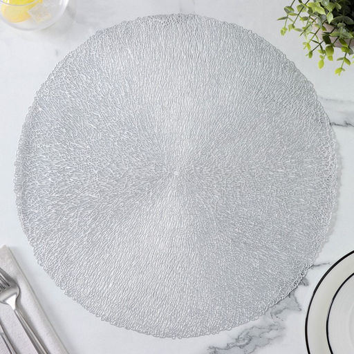 Набор салфеток сервировочных на стол Доляна Соломка, d=38 см, 4 шт, цвет серебряный  фото 15