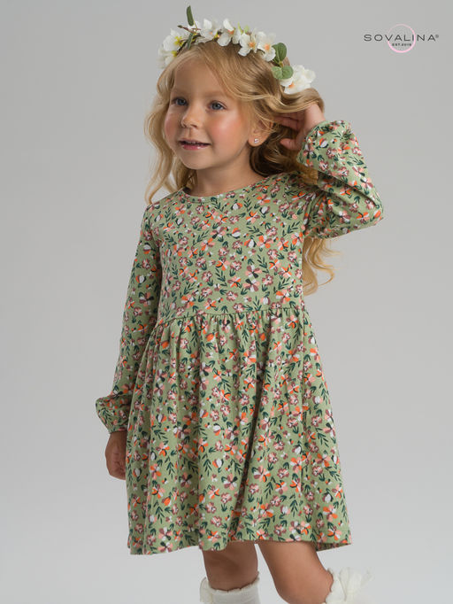 Платье Моана цветочки на хаки - Sovalina фото 25