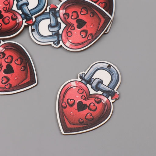 Декор для творчества дерево «Сердце-замочек», набор 5 шт., 5.5×3.7×0.3 см