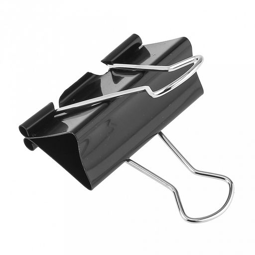 Зажим для бумаги 51мм металл, цвет - черный, набор 12 штуки, в пластиковой банке д12см h6,9см (Китай) - Домашняя Мода фото 3