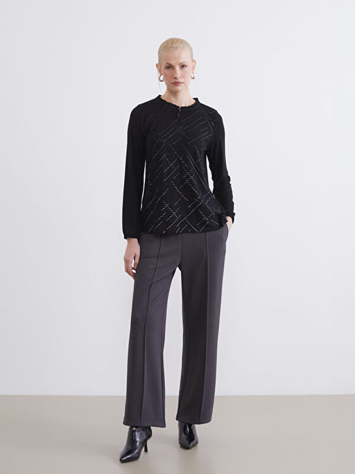 Bisiklet Yaka Desenli Bluz