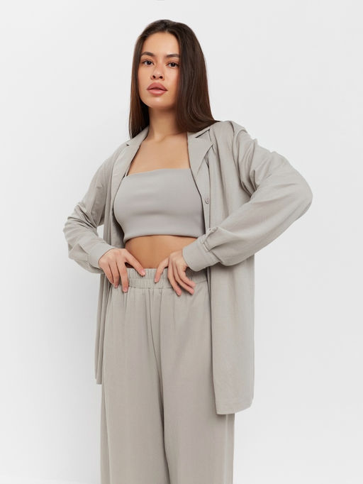 Костюм женский: рубашка, брюки, топ, KAFTAN Base, размер 42, серый