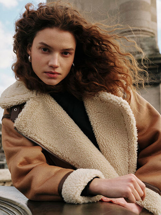 Biker Yaka D?z Oversize Kad?n Deri G?r?n?ml? Mont - Waikiki фото 4