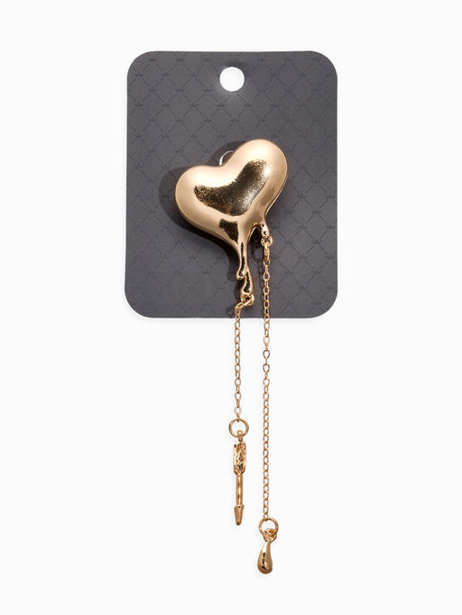 Брошь корейский стиль "Сердце" цвет золото
