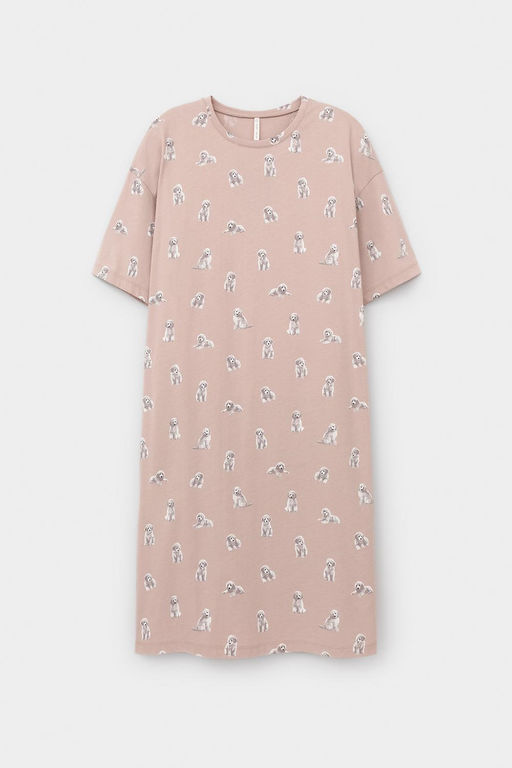 Е 10059/кофейный,забавные пудели сорочка ночная жен - Very neat фото 2