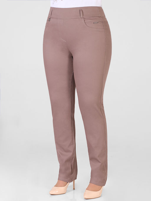 Брюки больших размеров коричневые летние женские - Almond фото 6