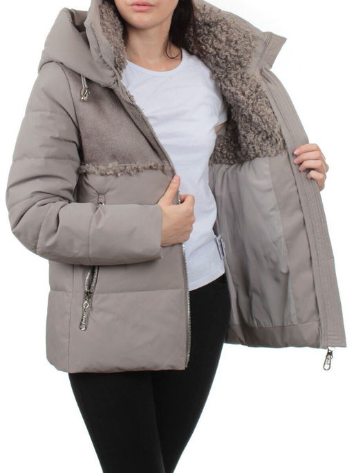 23-696 GRAY/BEIGE Куртка зимняя женская (холлоффайбер 150 гр., искусственная дубленка) - Fashion фото 7