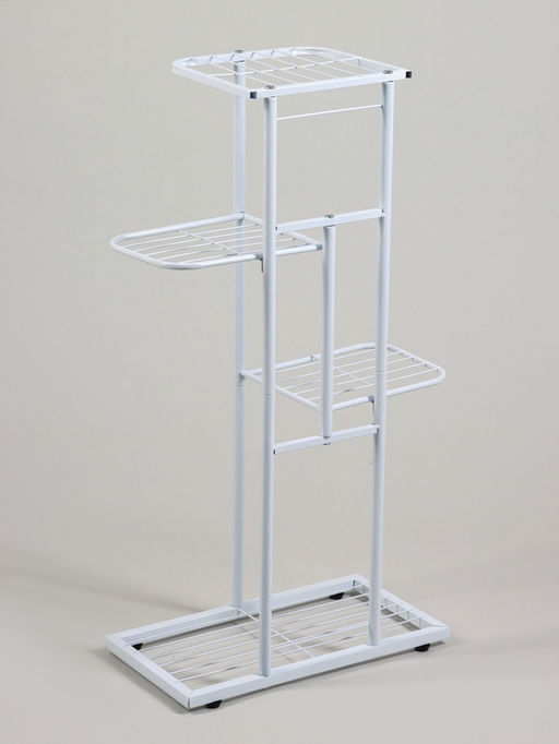 Подставка для цветов Greengo, 4 полки, 43×22×82 см, напольная, металл, белая