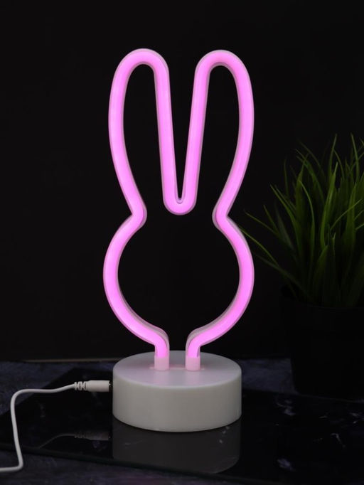 Неоновый LED ночник настольный "Bunny", розовое свечение (20,5х22 см)