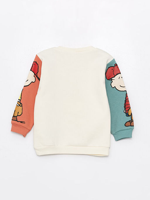 Bisiklet Yaka Uzun Kollu Snoopy Bask?l? Erkek Bebek Sweatshirt ve E?ofman Alt 2li Tak?m - Waikiki фото 3