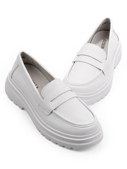 03-YG99-1 WHITE Лоферы женские (натуральная кожа)