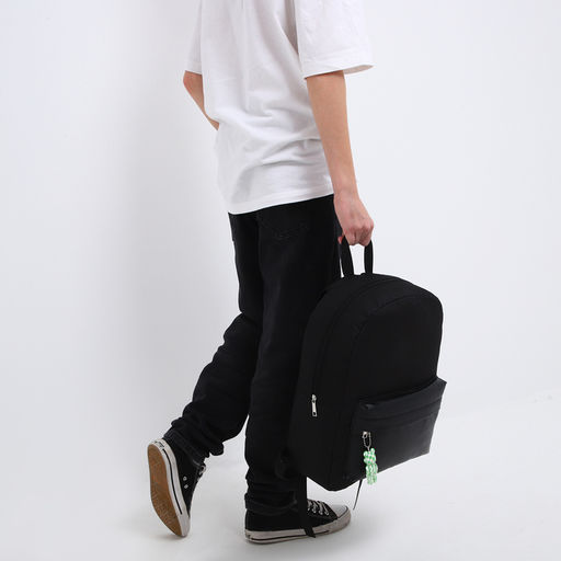 Рюкзак текстильный с карманом кожзам, 38х29х11 см, черный - Nazamok фото 14