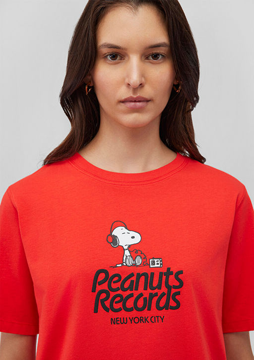 Snoopy Bask?l? K?rm?z? Tisort - Mavi фото 5