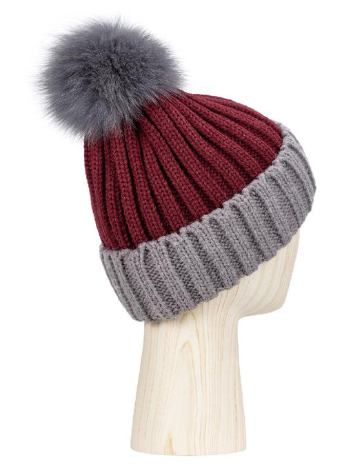 Шапка жен. шерсть+акр LB-I66001 grey/bordo - Labbra фото 8