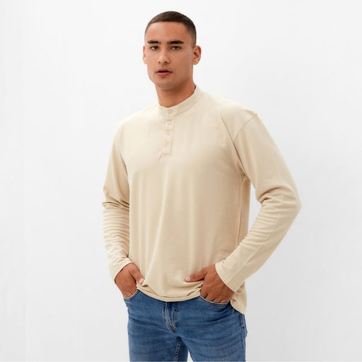 Футболка с длинным рукавом мужская MINAKU бежевая, р-р 54