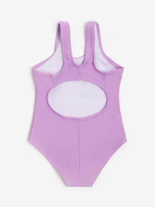Купальник для девочки слитный MINAKU: Swim Collection, сиреневый, рост 116-122 см