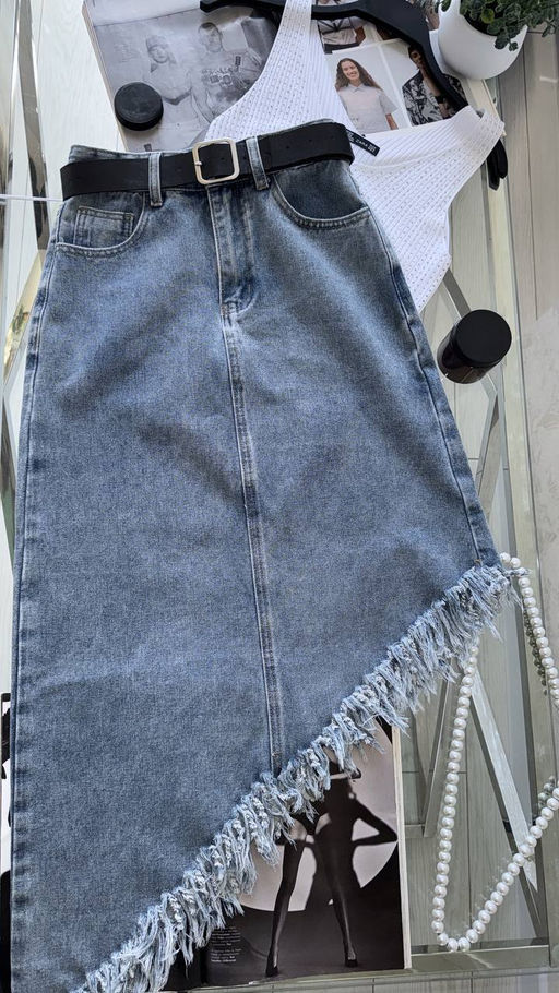 Юбка джинсовая с ремнем - Ksa фото 2