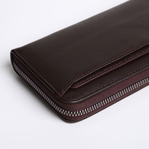 Портмоне-клатч мужской на молнии, коричневое