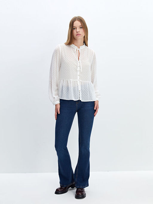 Ba?lamal? Yaka Dokulu Kad?n Bluz