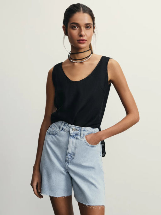 Джинсовые шорты А-силуэта / Zarina фото 9