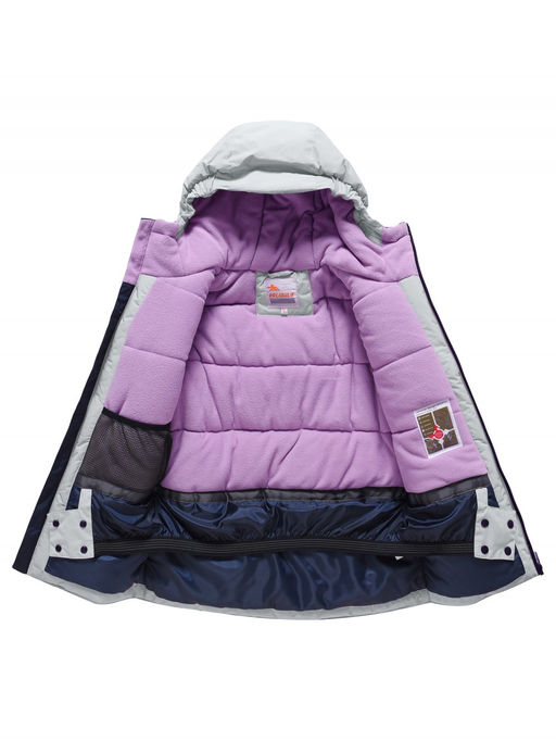 Горнолыжный костюм зимний для девочки серого цвета 9518Sr