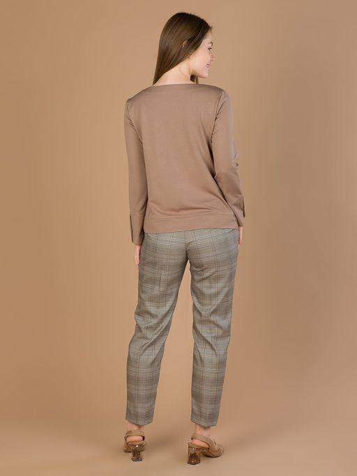 Брюки классические в клетку коричневые - Odis фото 3