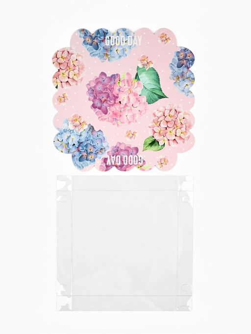 Цена за 5 шт. Коробка для печенья, кондитерская упаковка с пластиковой крышкой, Good day, 18?18?3 см