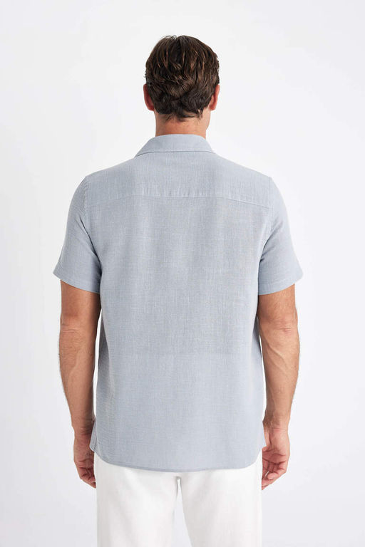 Хлопковая рубашка с короткими рукавами и воротником поло стандартного кроя - Defacto фото 6