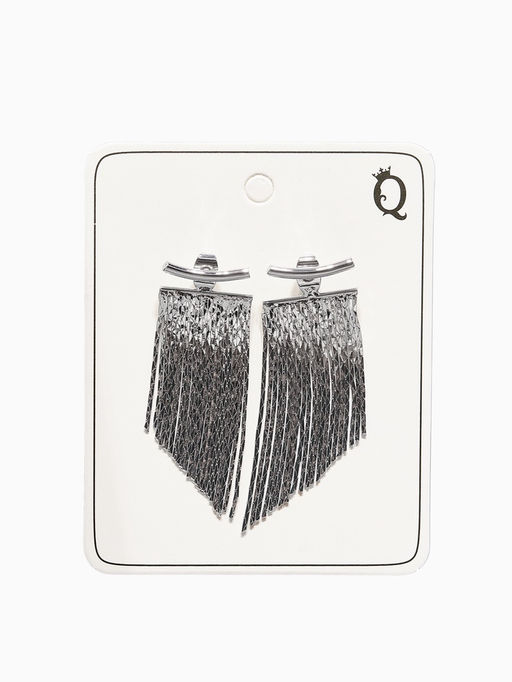 Серьги металл Цепной водопад, цвет серебро - Qf фото 3