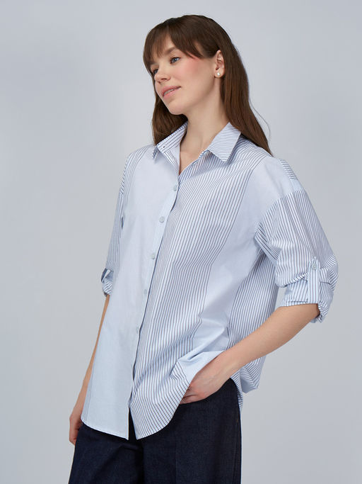 Рубашка полоса OD-918-1 серо-голубая - Tantino фото 2