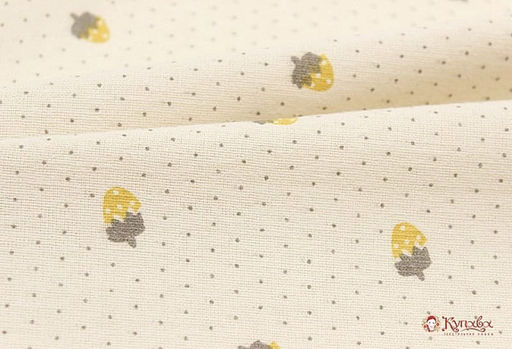 Плательный хлопок с вискозой микроворс Клубнички цв.горчичный, ш.1.4м, хл.-50%, вискоза-50% - Купава фото 4