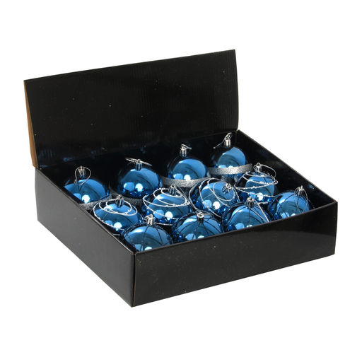 Набор из 12шт, Украшение новогоднее Шар "Синее вдохновение", D 8 см, L35 W27 H9 см
