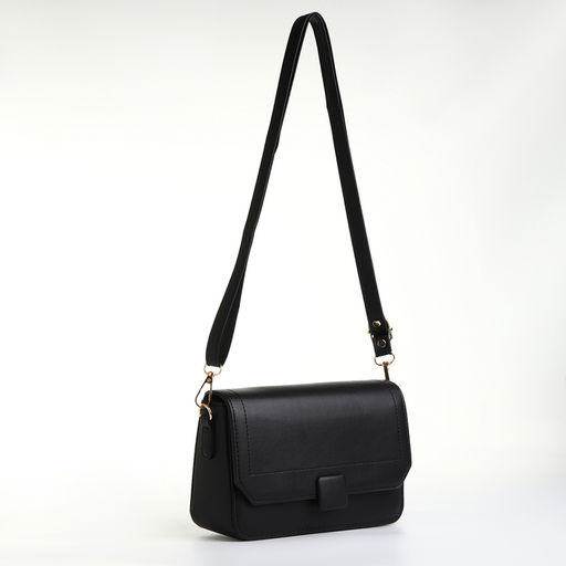 Сумка женская мессенджер на магните, 20×7×12 см, чёрная