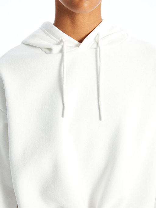 D?z Oversize Kad?n Kal?n Hoodie