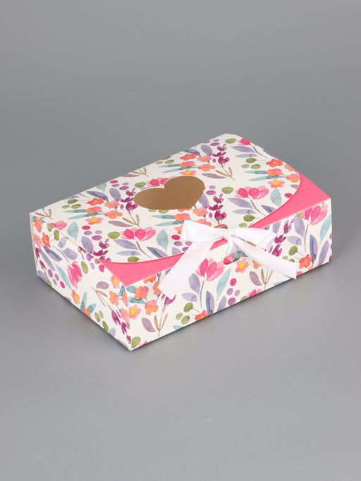 Цена за 5 шт. Подарочная коробка сборная с окном «Розовые цветы», 16.5×11, 5×5 см